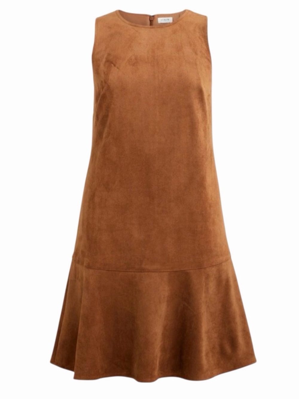 NWT J.Crew Factory Walnut Brown Faux Suede Mini Dress, Drop Waist, Size 8